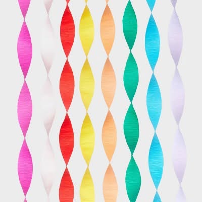 Spritz Paper Rainbow Crepe Streamer, 4.4cm x 6.09m, Assorted (8 ct)