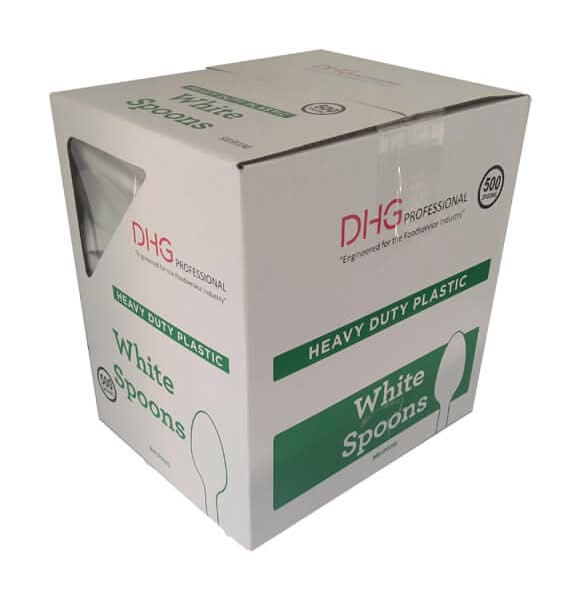 Dhg Professional Heavy Duty Plastic Spoons, White (500 ct)