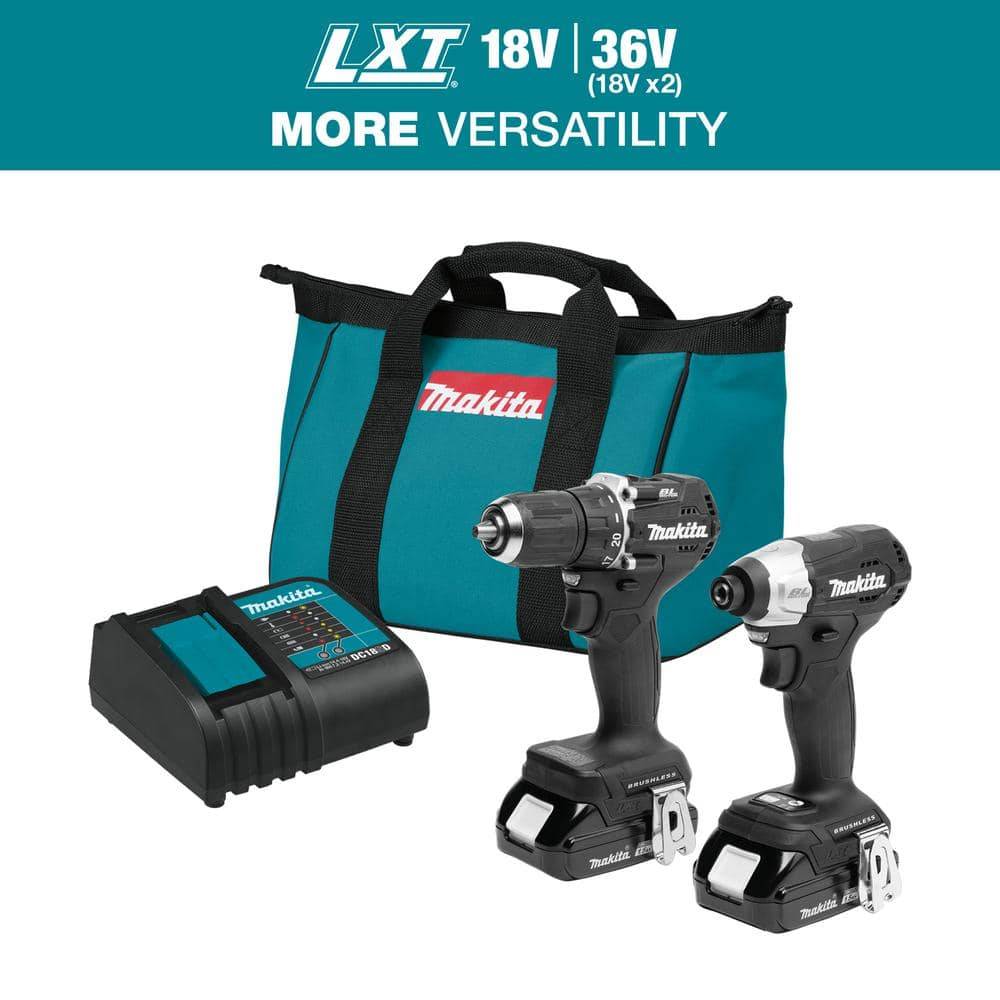 Makita 18V Lxt Sub-Compact Lithium-Ion Brushless Cordless 2-Piece Combo Kit (Driver-Drill/Impact Driver) 1.5Ah