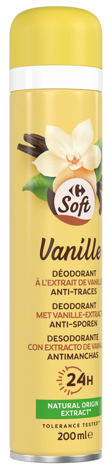 Carrefour Soft - Déodorant spray, vanille (200ml)