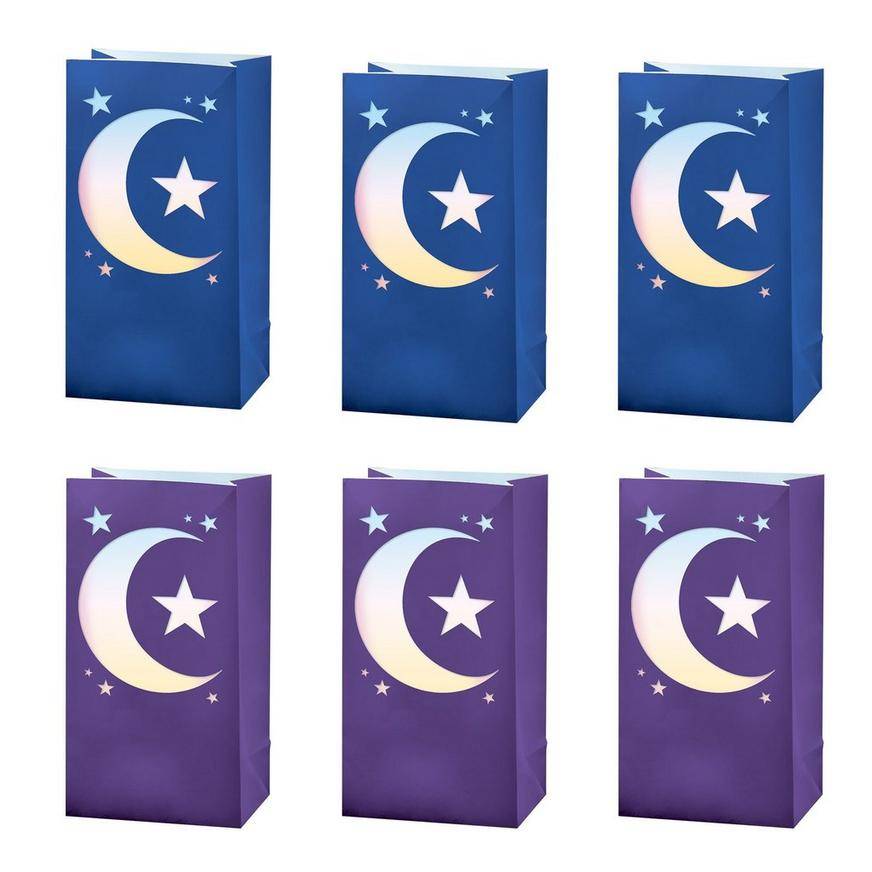 Ramadan Star Crescent Luminary Bags, 6in x 11.12in, 6ct