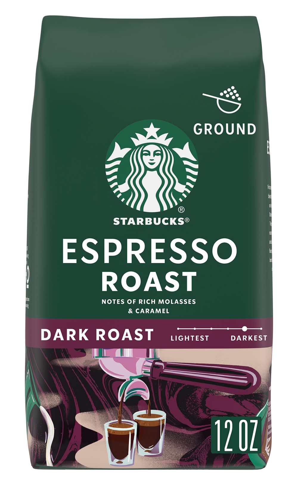 Starbucks Espresso Dark Roast Ground Coffee (12 oz)