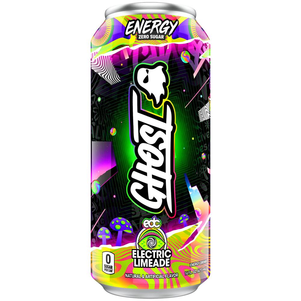 Ghost Energy Drink- Zero Sugar - Electric Limeade (12 Drinks, 16 Fl Oz. Each)