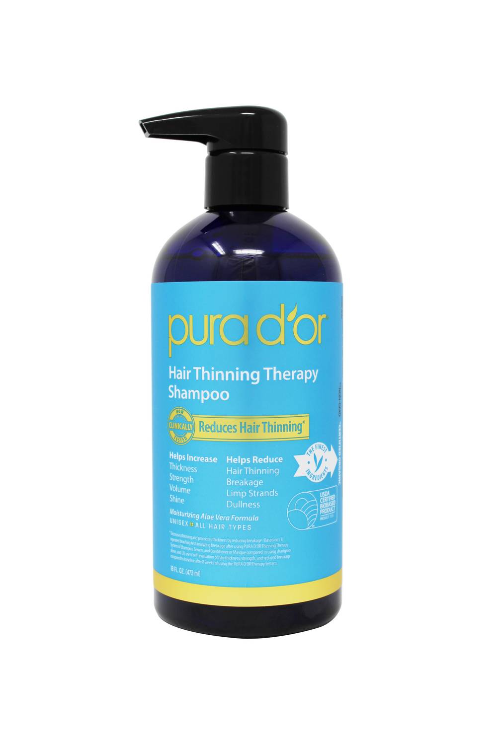PURA D'OR Hair Thinning Therapy Shampoo, 16 OZ