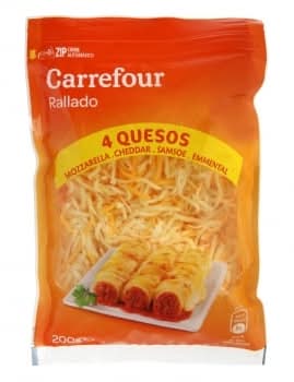 Queso rallado cuatro quesos Carrefour 200 g.