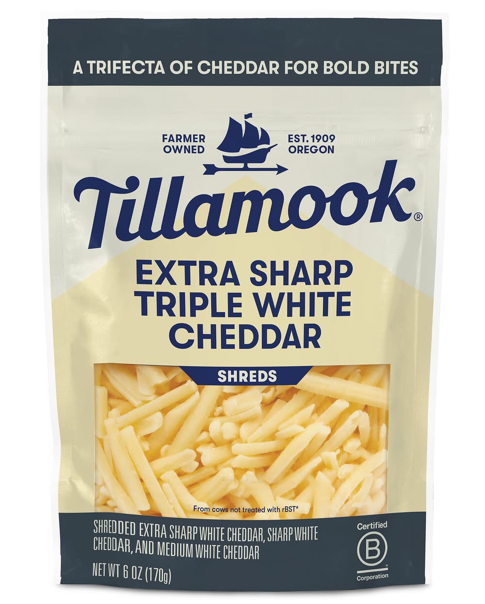 Tillamook Extra Sharp Triple White Shreds Cheddar Cheese (6 oz)