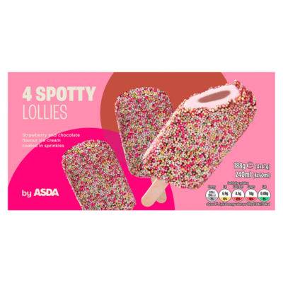 Asda Spotty Lollies Ice Cream (4 ct) (strawberry-chocolate)