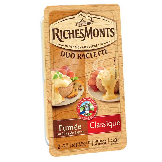 Richesmonts - Fromage à raclette classique et fumée