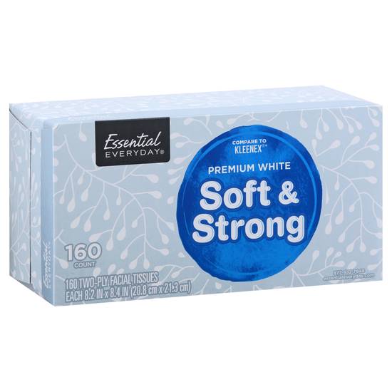 Essential Everyday Premium White Soft & Strong Facial Tissues (160 ct)