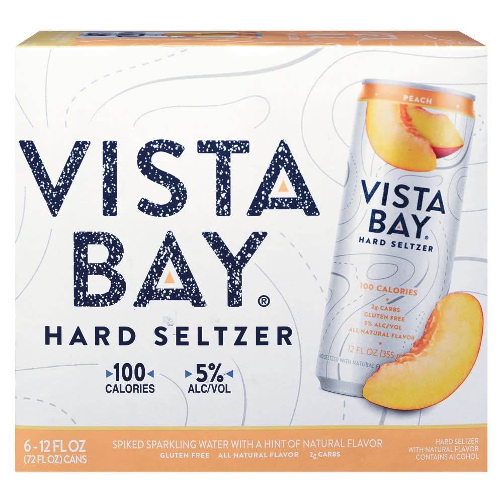 Vista Bay Hard Seltzer, Peach (6 x 12 fl oz)