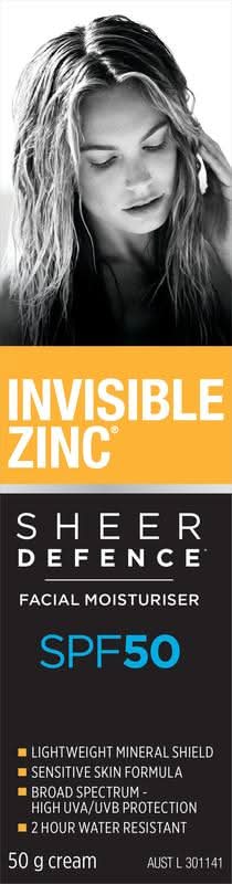 Invisible Zinc Sheer Defence Facial Moisturiser SPF50 50g
