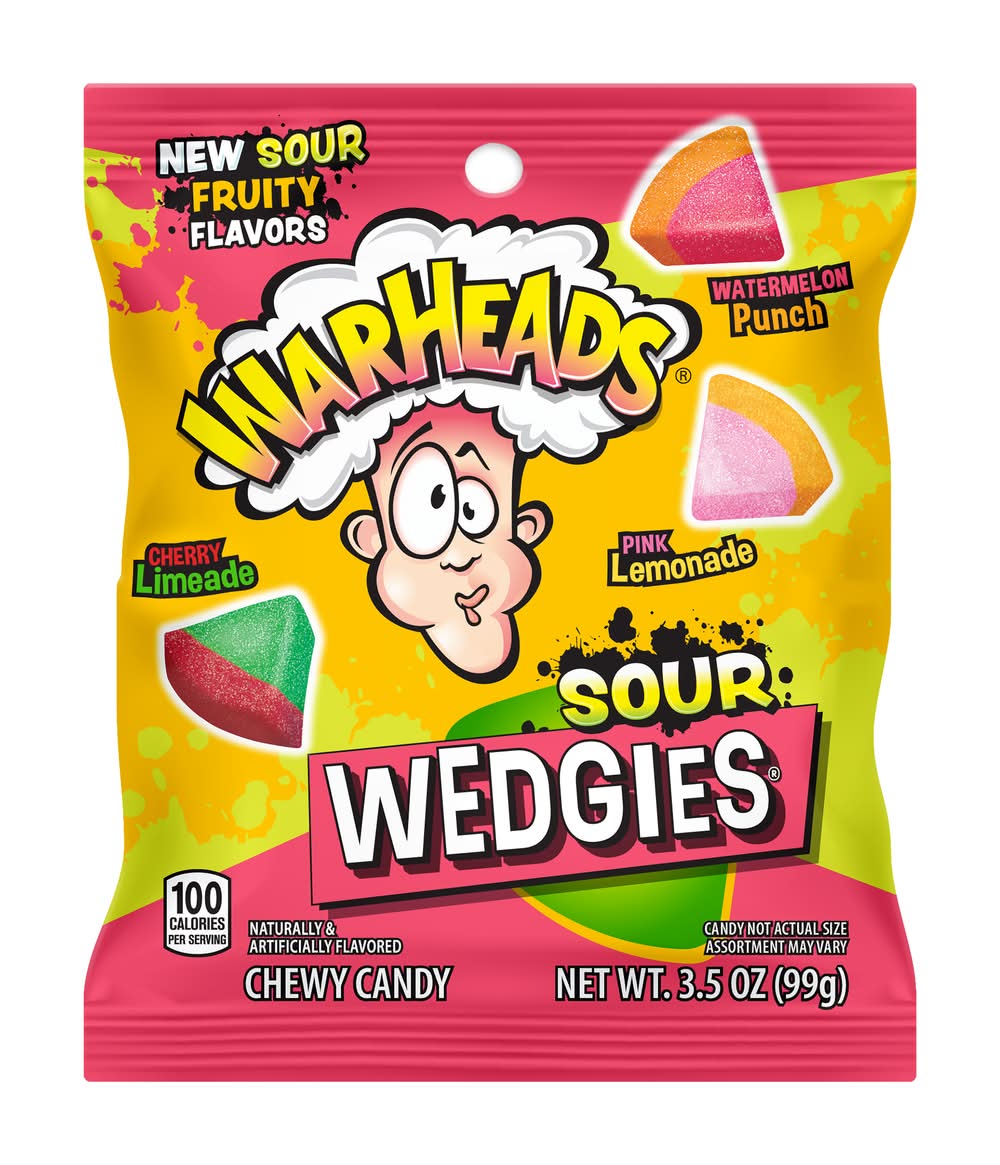 Warheads Wedgies Chewy Candy, Cheery Limeade-Pink Lemonade-Watermelon Punch (3.5 oz)