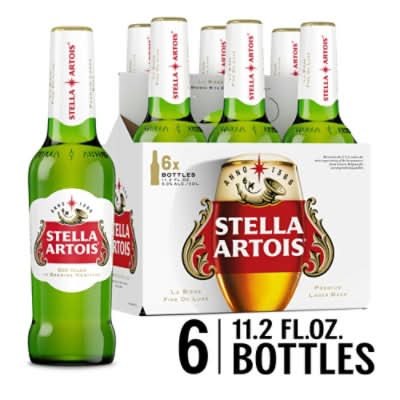 Stella Artois Premium Lager Beer Glass Bottles 5% Abv - 6-11.2 Oz