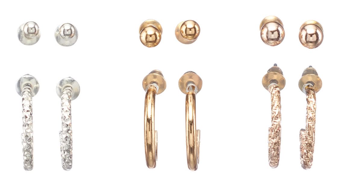 Stud Earrings And Hoop Earrings 6 Pack