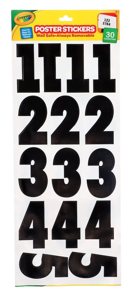 Crayola Peel & Stick Poster Number Stickers, Black (30 ct)