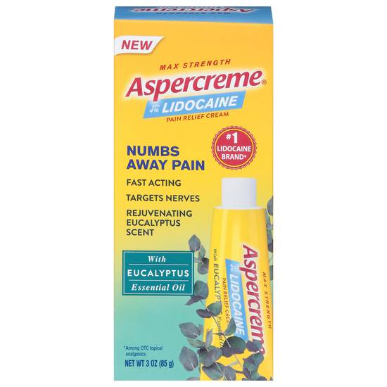 Aspercreme Max Strength Lidocaine With Eucalyptus Essential Oil Pain Relief Cream