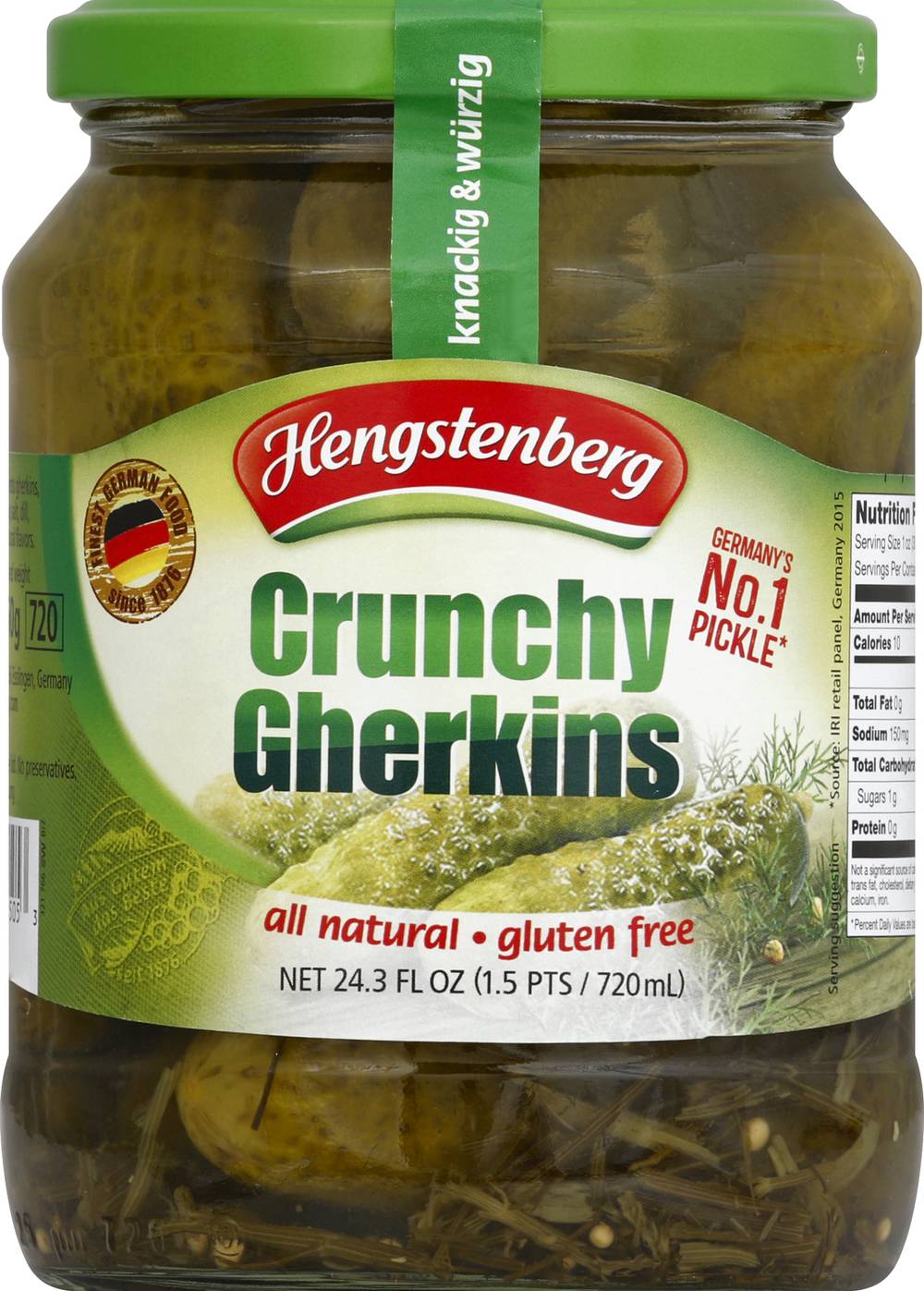 Hengstenberg Gluten Free Crunchy Gherkins Pickles (24.3 fl oz)
