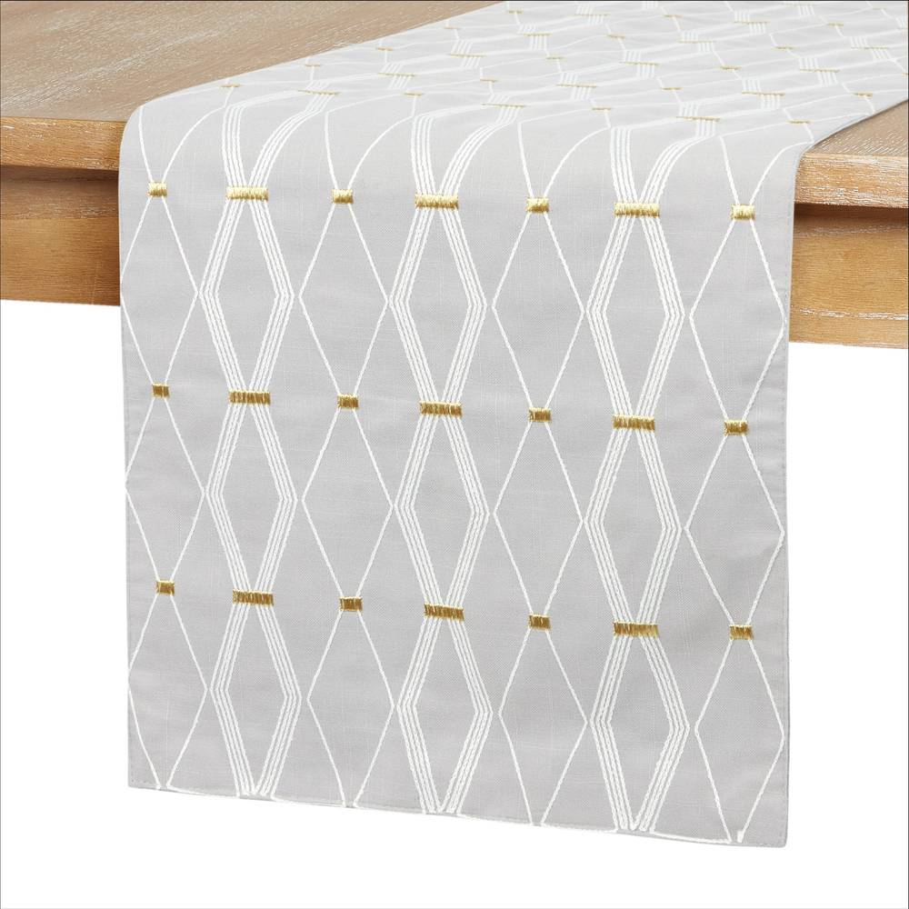 allen + roth Gray Polyester Rectangle Table Runner | R-GEOCS-451