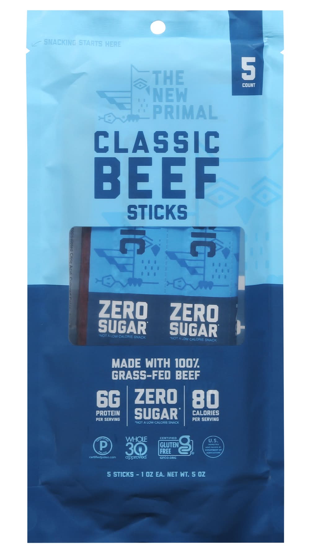 The New Primal Classic Beef Sticks Bag (20 oz, 20 ct)