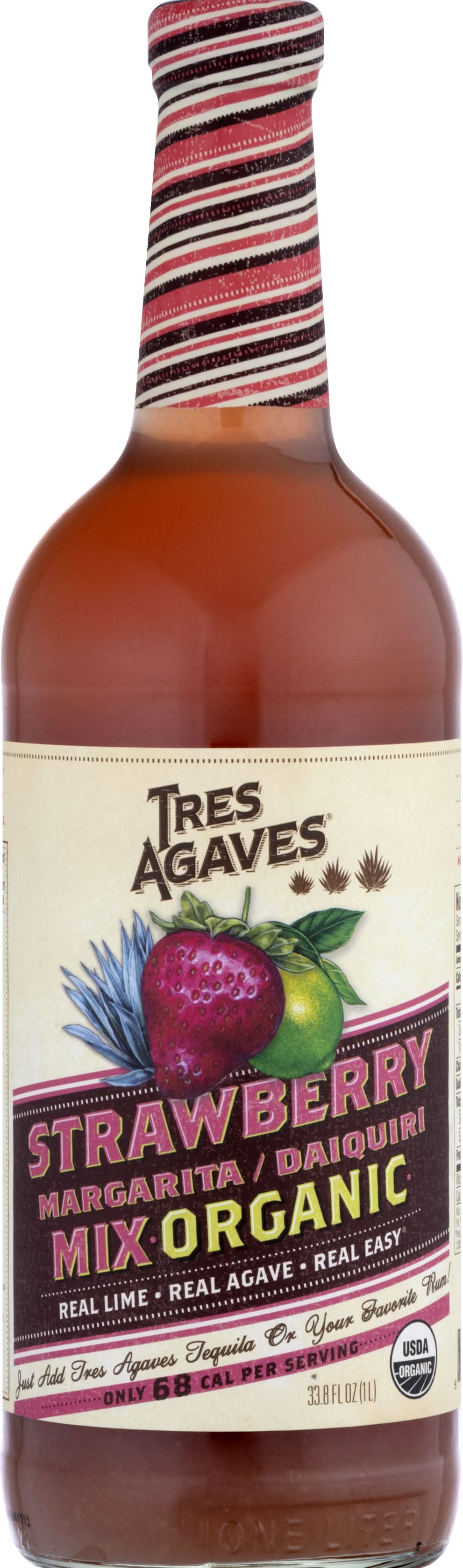 Tres Agaves Organic Margarita Daiquiri Mix, Strawberry (33.8 fl oz)