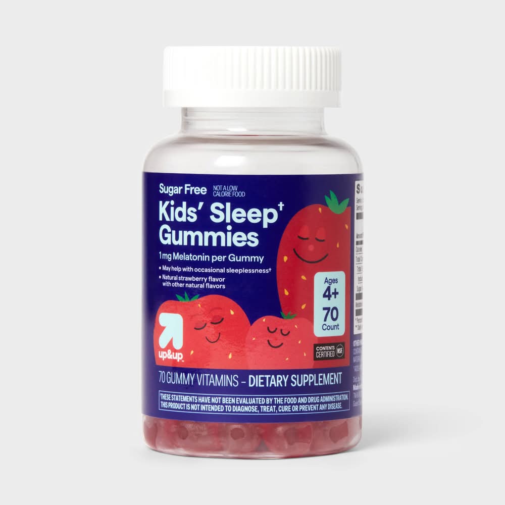 up&up Kids' Sleep Gummies Melatonin 1mg 4+ Years, Strawberry (70 ct)