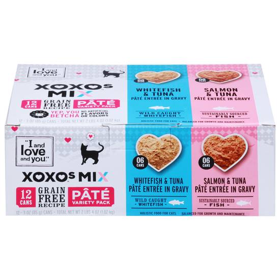 I and Love and You Xoxos Mix Grain Free Pate Cat Food Variety pack