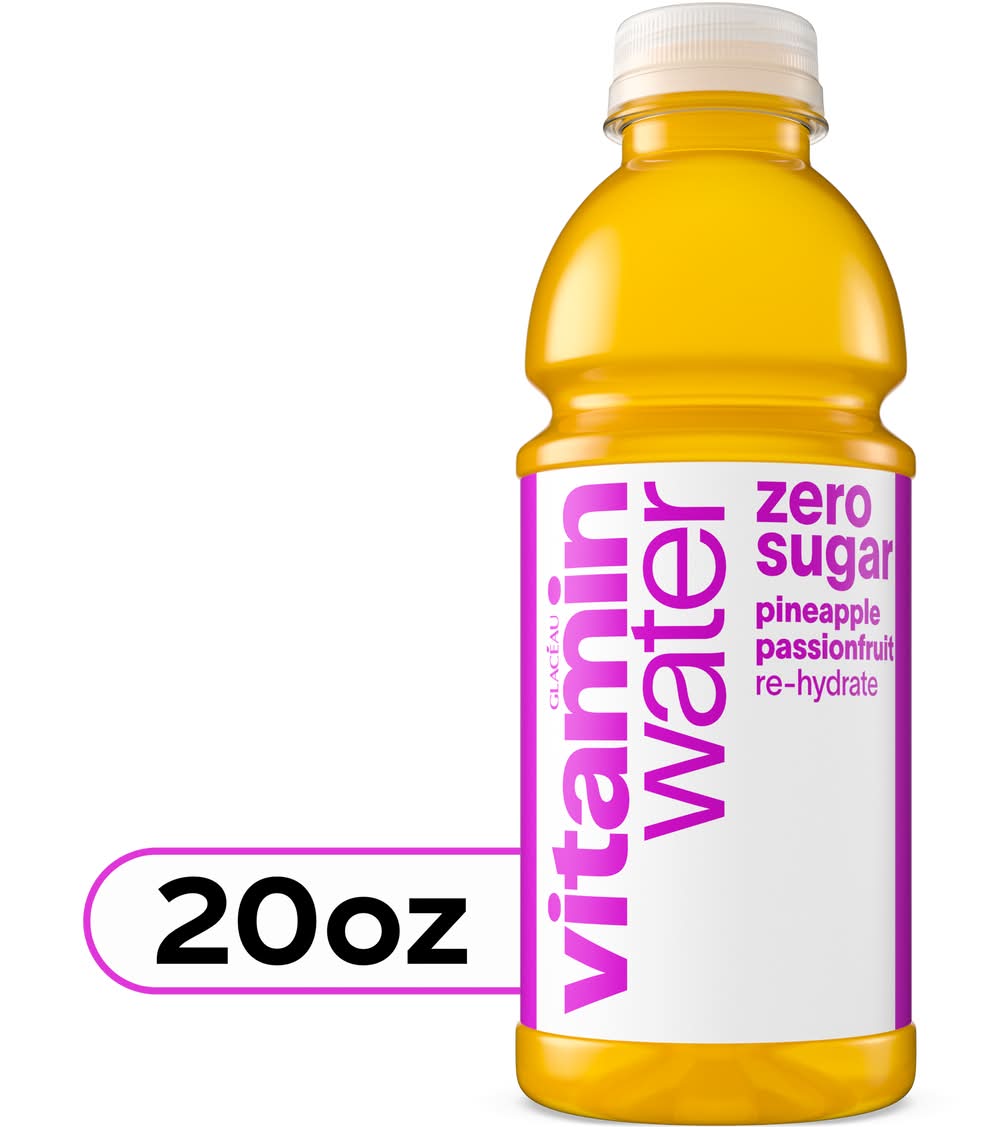 Vitaminwater Zero Sugar Re-Hydrate Nutrient Enhanced Water, Pineapple-Passionfruit (20 fl oz)