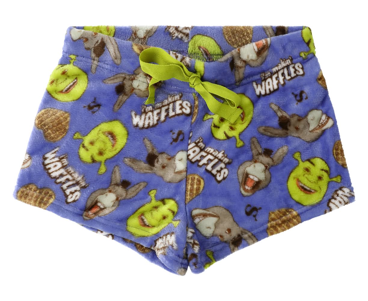 Juniors Shrek Plush Shorts  Large Purple