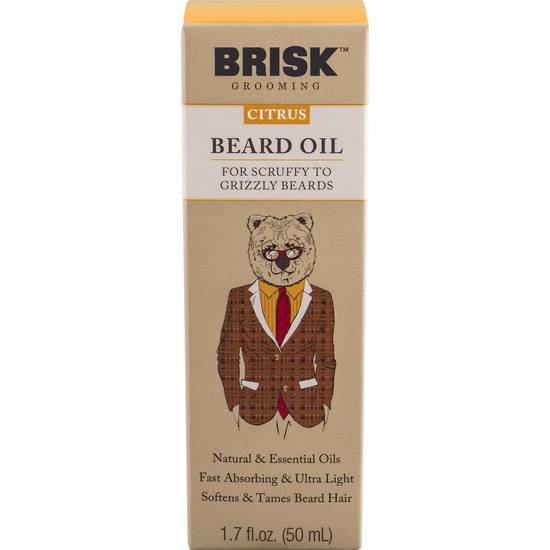Brisk Grooming Beard Oil, Citrus, 1.7 OZ