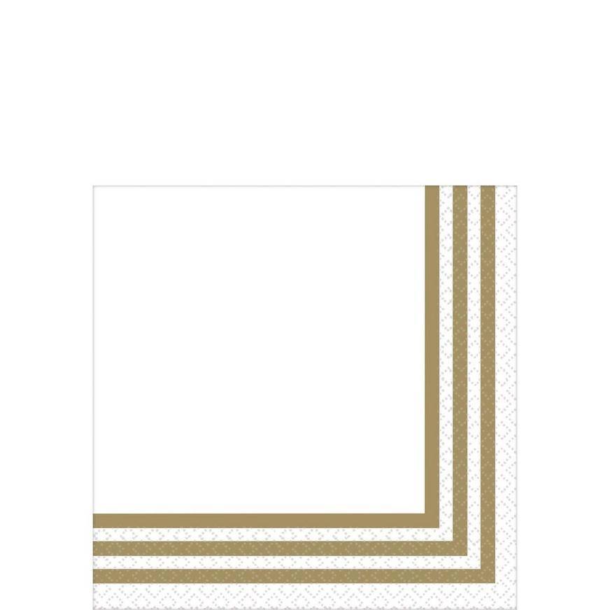 Gold Striped Premium Beverage Napkins 16ct