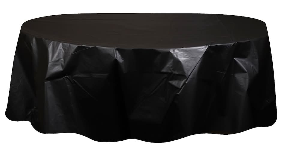 Round Plastic Table Covers, 84 in, Black