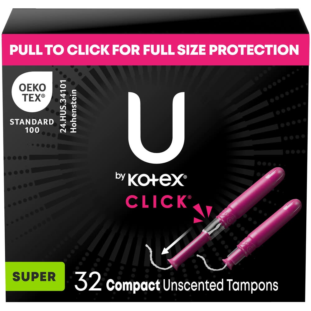 U by Kotex Click Super Unscented Compact Tampons (32 ct)
