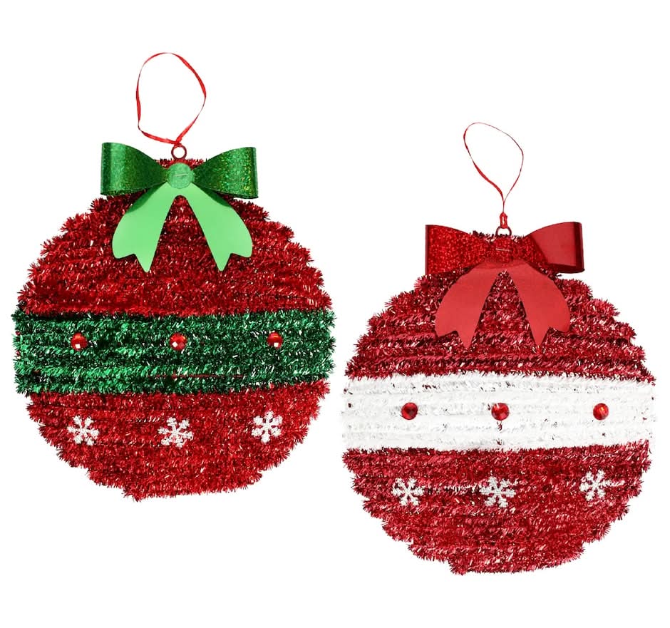Christmas Tinsel Ornament with Bow Wall Decoration, 1-ct.