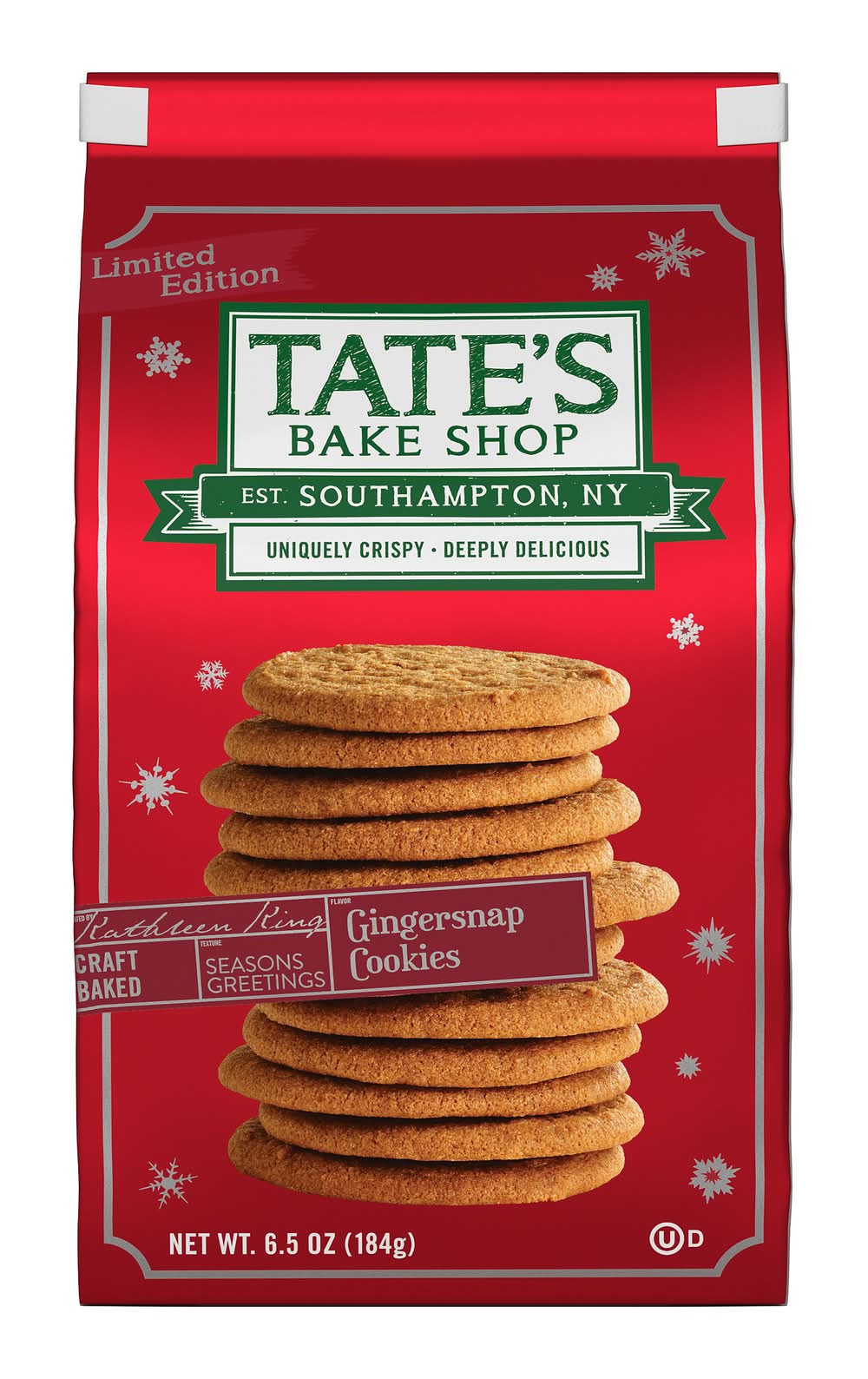 Tate's Bake Shop Holiday Cookies, Ginger (6.5 oz)