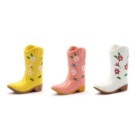 Assorted 3.25" Floral Cowgirl Boot Vase, 1Pc. By Fab Finds