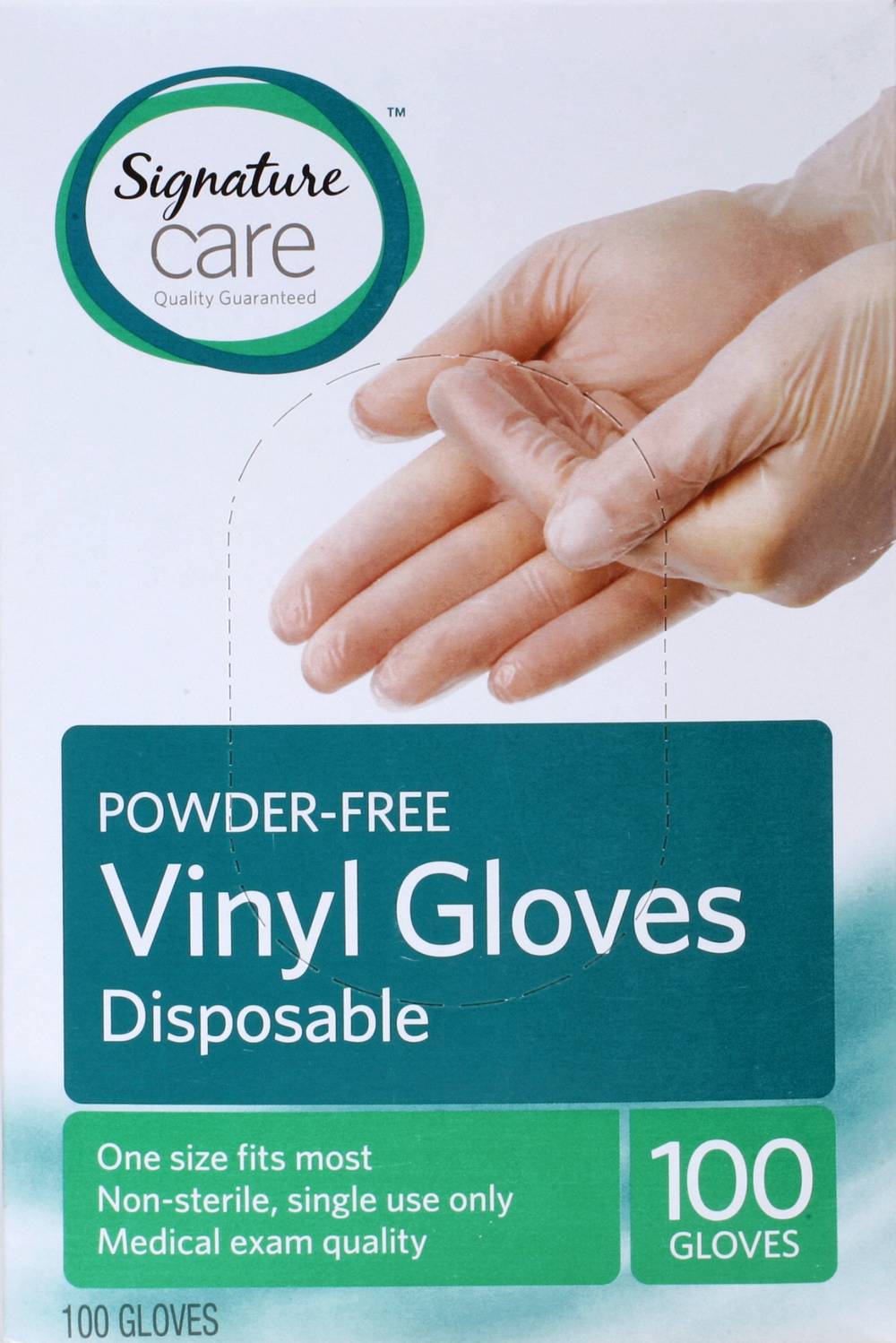 Signature Care Powder-Free Vinyl Gloves Disposable (100 pack)