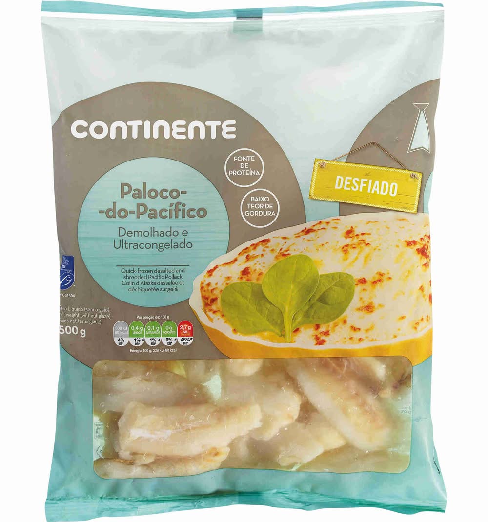 Paloco do Pacífico MSC Desfiado Demolhado Ultracongelado Continente (emb. 500 gr)