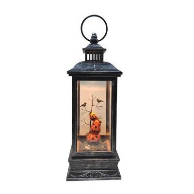 Northlight 11" LED Lighted Halloween Lantern with Stacked Pumpkins Decoration