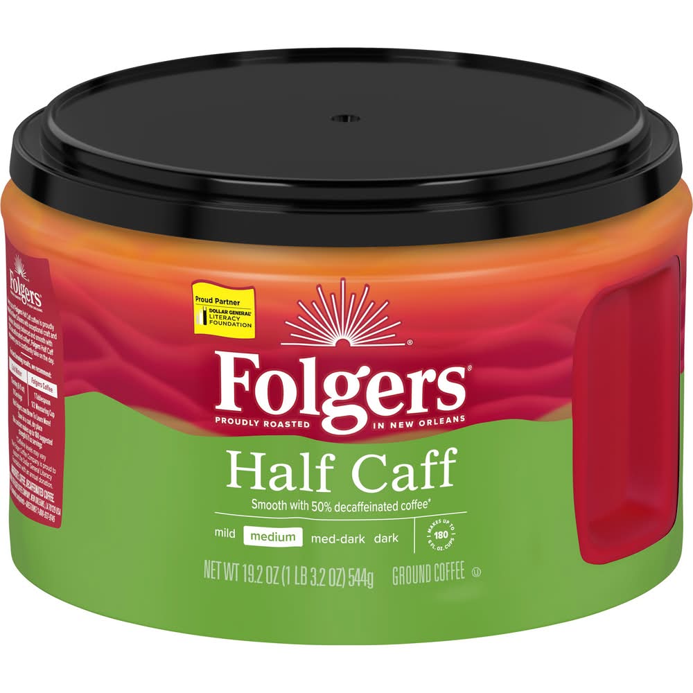 Folgers Ground Coffee, Half Caff Medium Roast (19.2 oz)