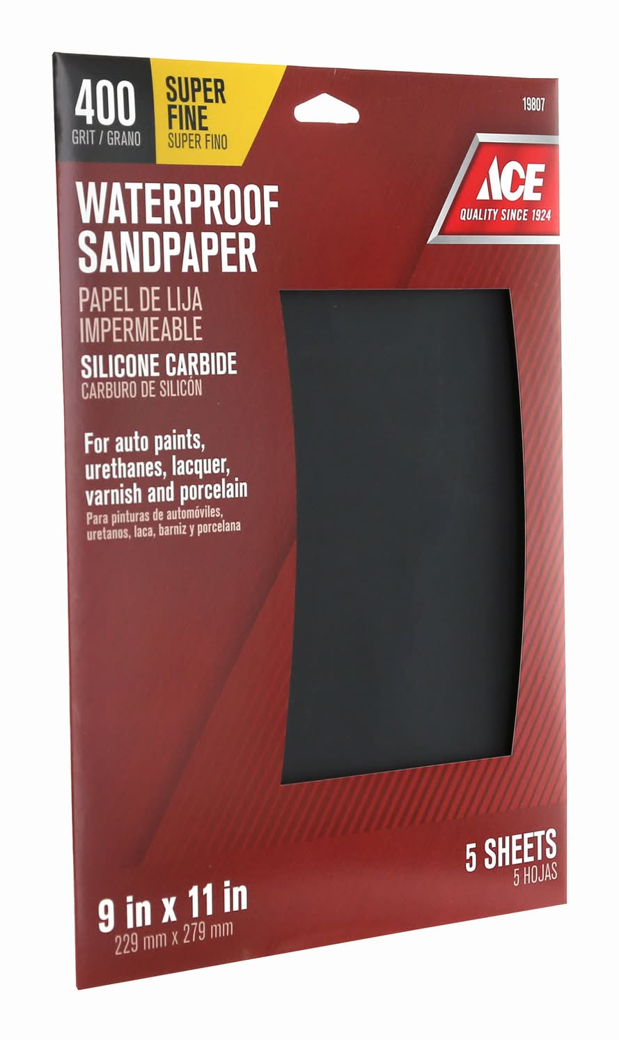 Ace 11 In. L X 9 In. W 400 Grit Silicon Carbide Waterproof Sandpaper 5 Pk