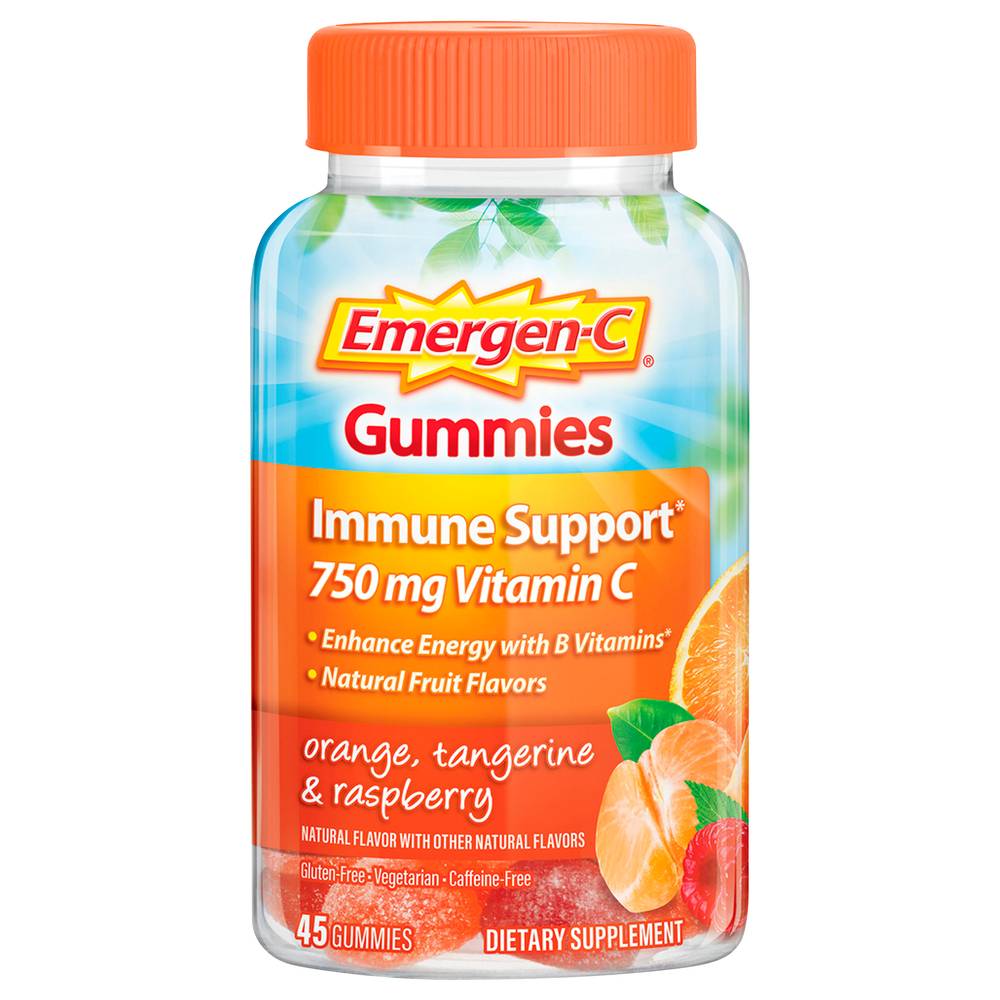 Emergen-C Immune Support Vitamin C Gummies 750 mg Orange, Tangerine and Raspberry Flavors (45 ct)