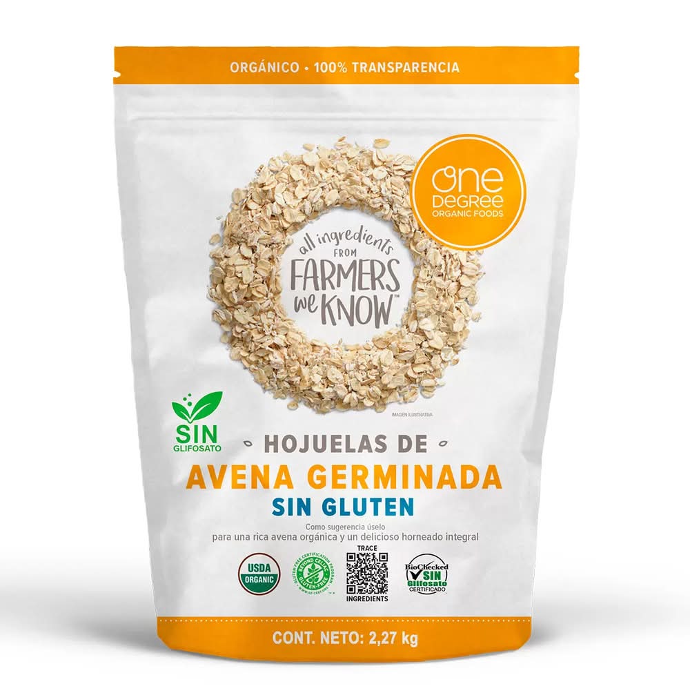 One Degree Organic Foods · Hojuelas de avena germinada orgánicas y sin gluten (2,27 kg)