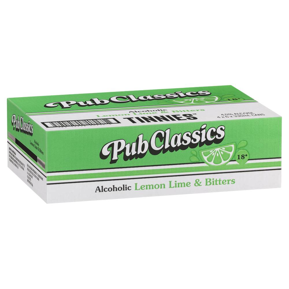 Tinnies Pub Classics Alcoholic Lemon Lime Bitters Can 330mL X carton 24