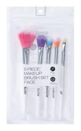 Face Makeup Brush Set 5-Pcs White Multi