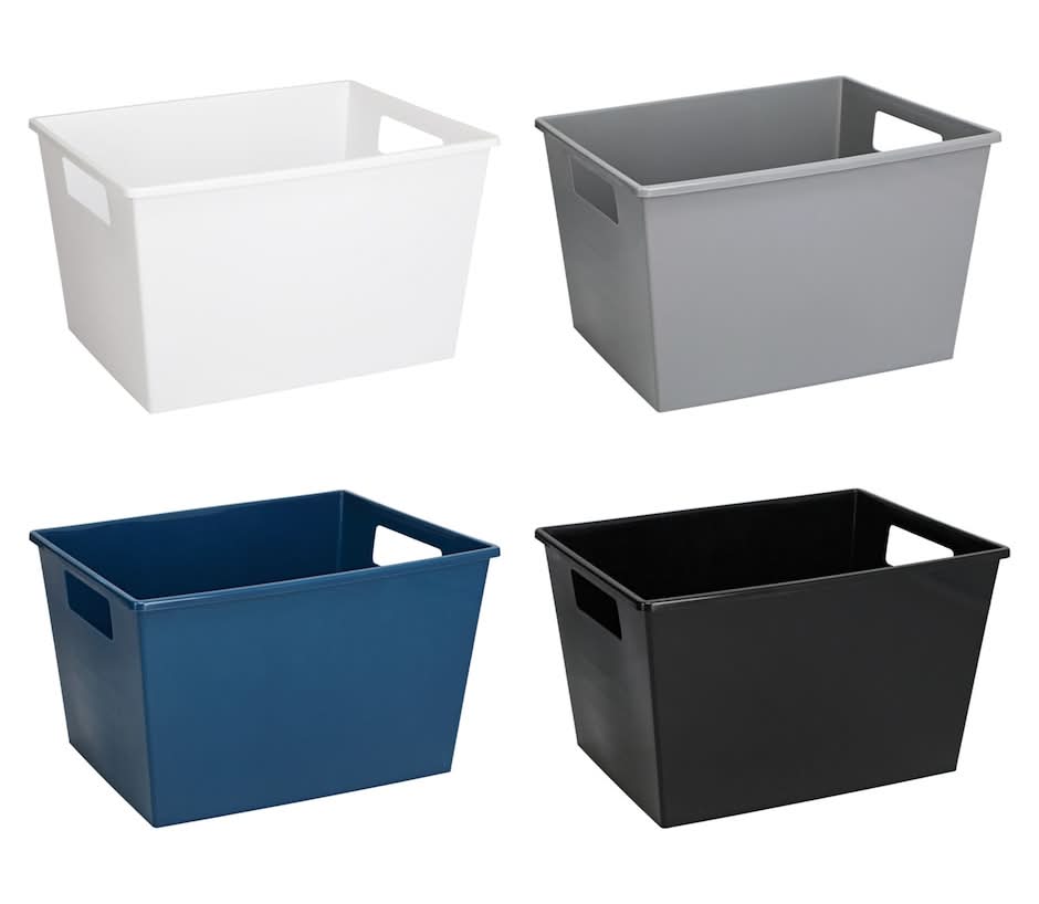 Plastic Locker Storage Bins With Handles, 12x7x8.5 in, Assorted (4 ct)