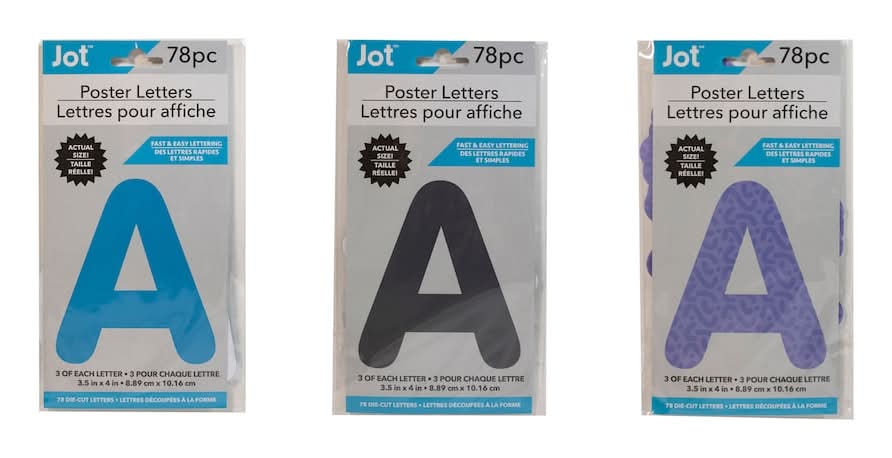 Jot Double Sided Poster Letters, 3.5x4 in (78 ct)