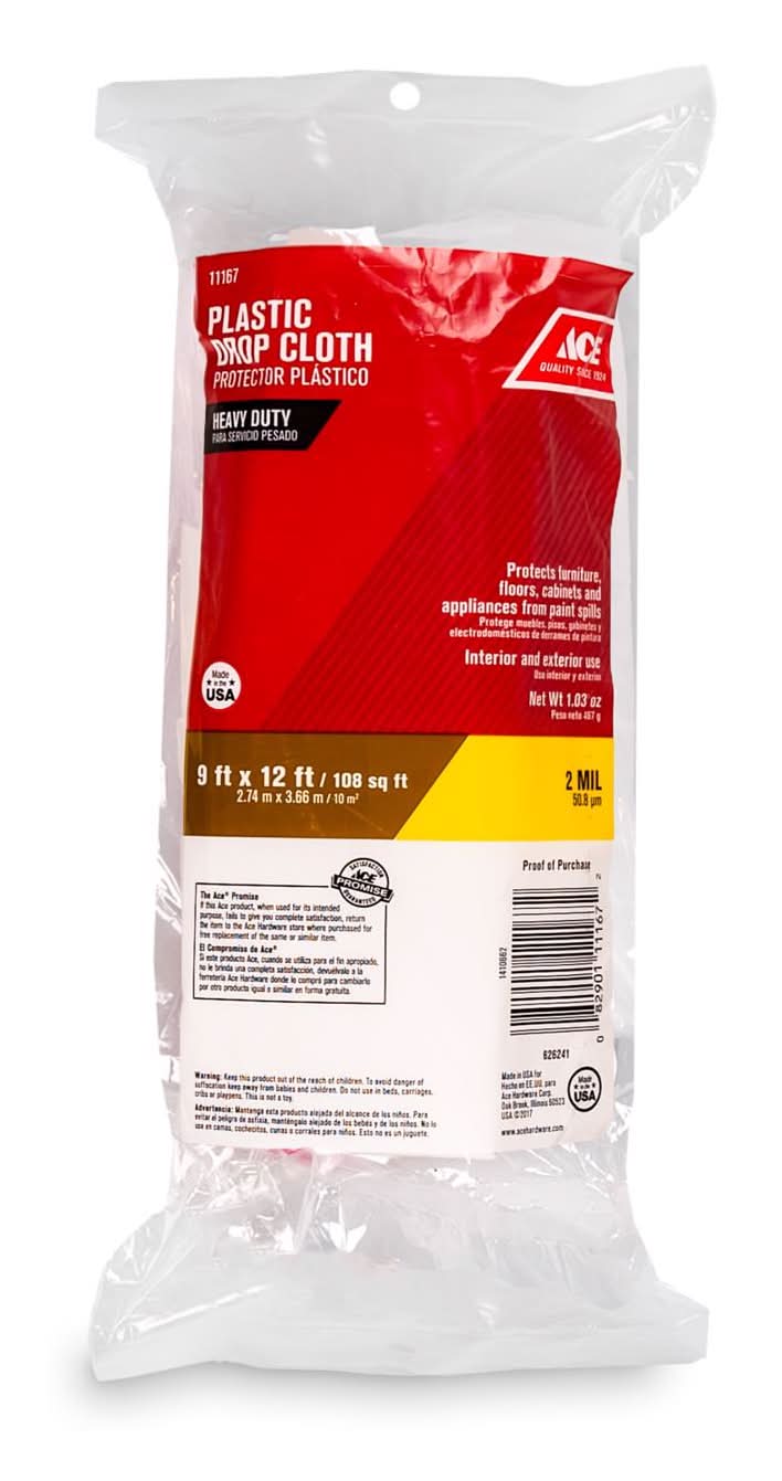 ACE 9 Ft. W X 12 Ft. L X 2 Mil Plastic Drop Cloth 1 Pk