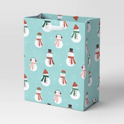 Wondershop Snowman Cub Christmas Gift Bag, Large, Light Blue