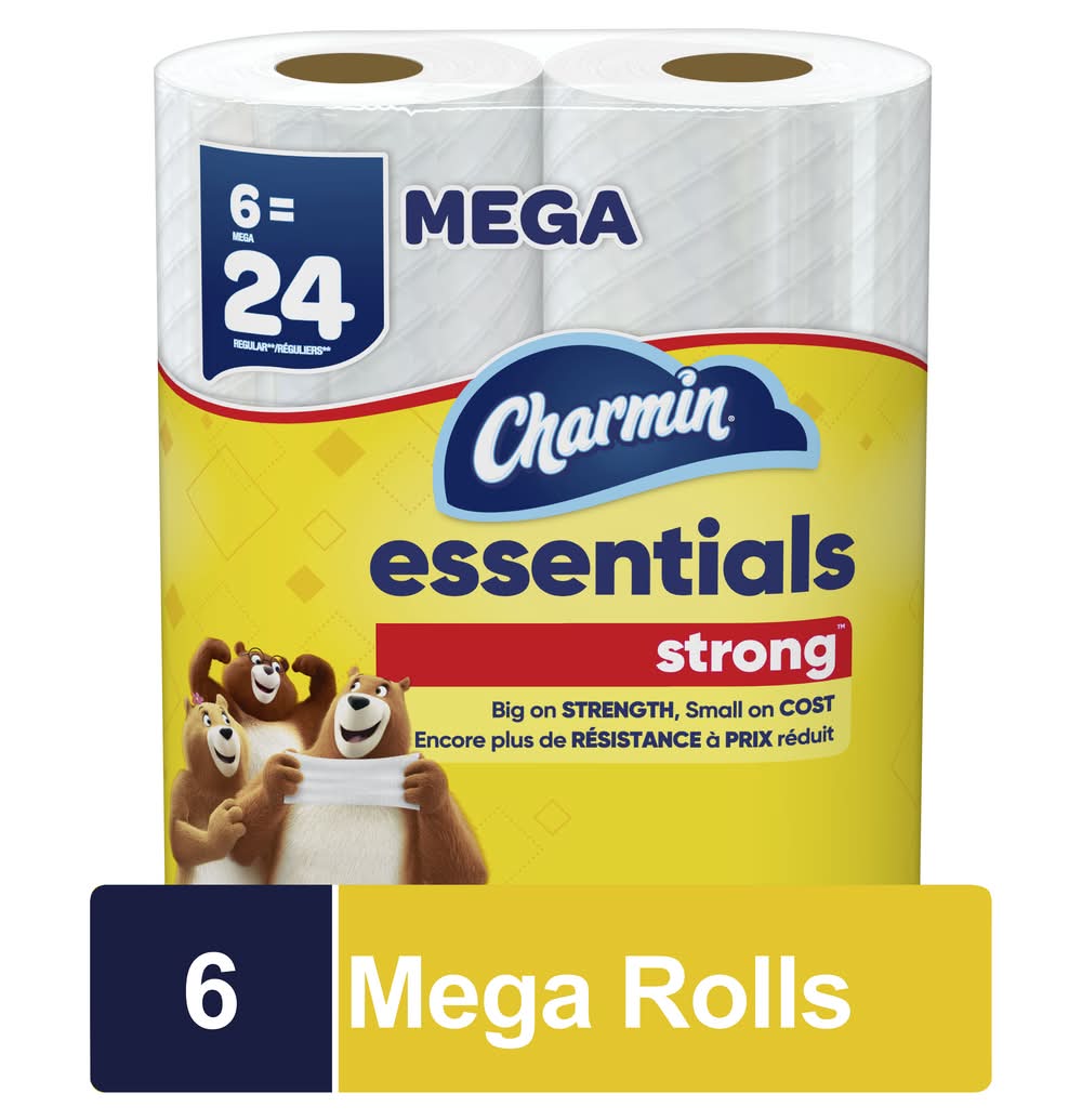 Charmin Essentials Strong Toilet Paper Mega Rolls, 9.9x10.1 cm (6 ct)