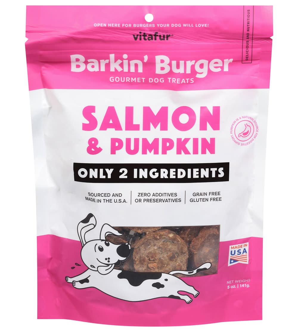 Vitafur Barkin' Burger Salmon & Pumpkin Gourmet Dog Treats (5 oz)